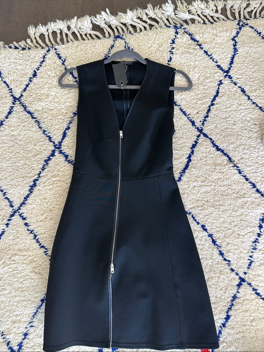 rag & bone Black Sleeveless Zip-Front Mini Dress
